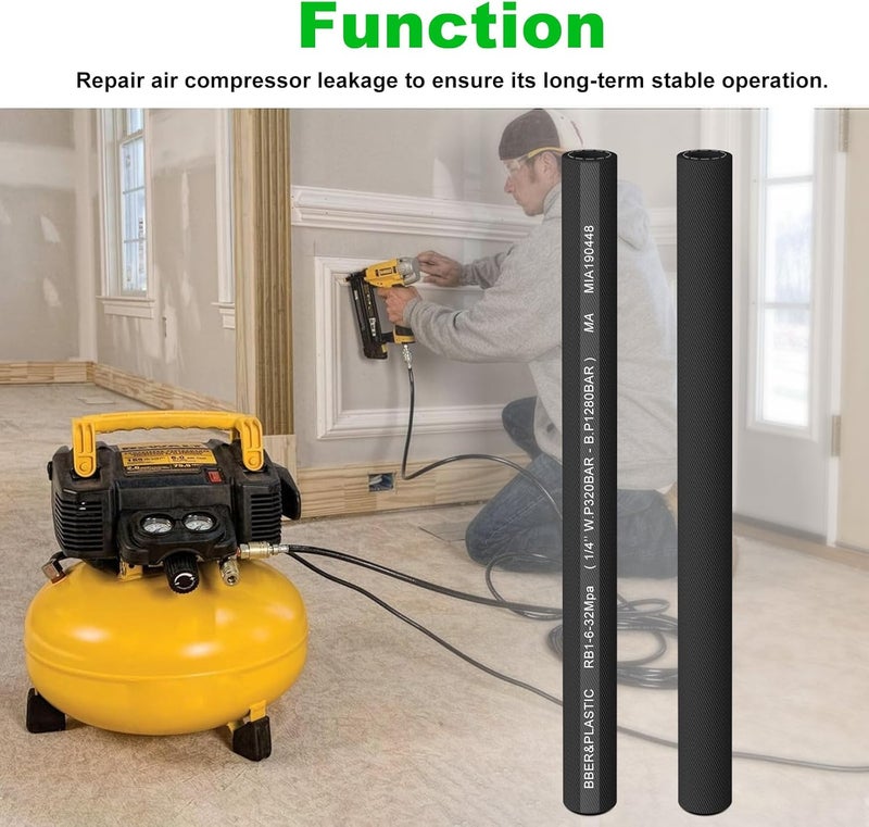 RO6G New Upgraded A16223 Air Compressor Hose Replacement Porter Cable Air Compressor C2002-WK 6G, C2002 6 Gallon, C2002 1 HP 6 Gallon, DeWalt D551681.8HP 15G Hose - 2 Pack - Image 5